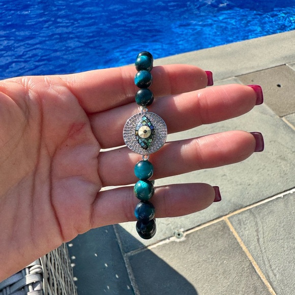 Elegant Evil Eye Bracelet with Blue Beads - Picture 3 of 4